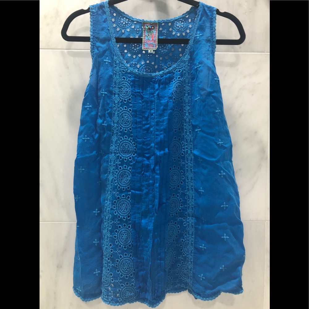 Johnny Was Turquoise Scoop Neck Sleeveless Tunic
